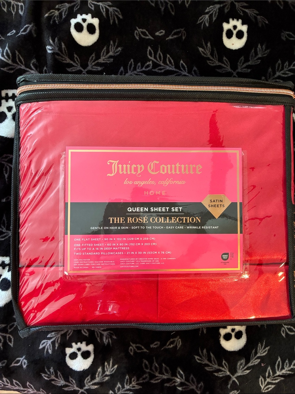 Juicy Couture Satin Queen Sheet Set - Rose Red🌹